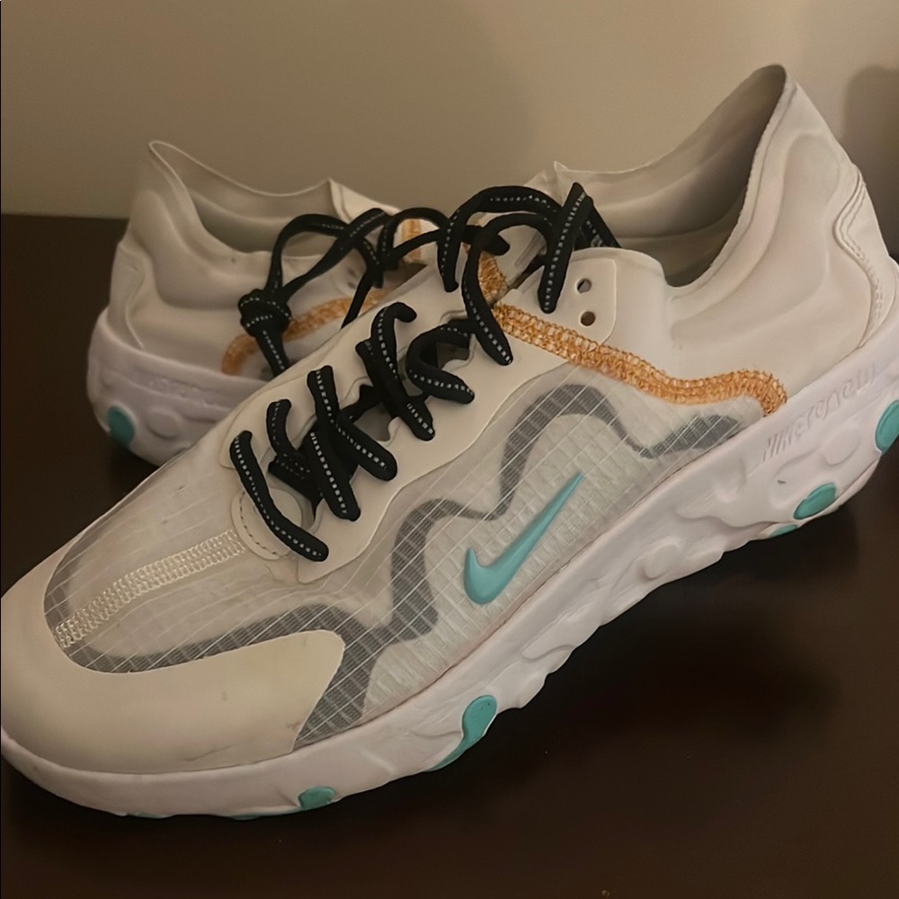 Nike White and Teal Athletic Shoes